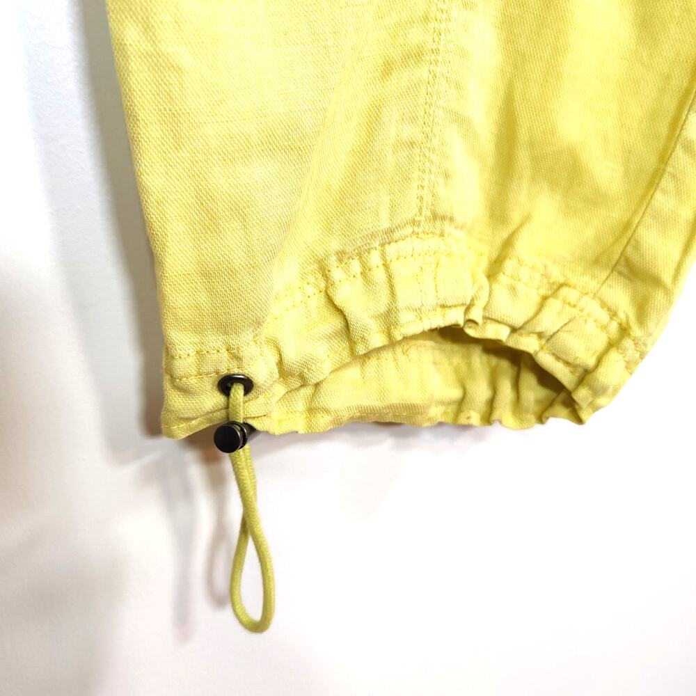 Nicole Miller Linen Lyocell Cargo Jogger Pants Yellow Cropped Ankle L - Picture 4 of 6